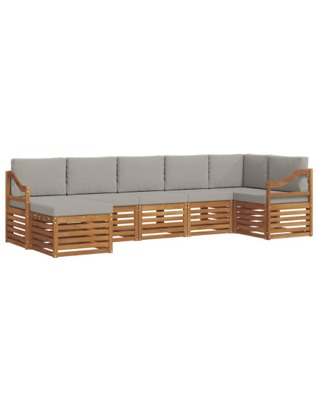 Set divani con cuscino 7 pcs Grigio Naturale e Chiaro