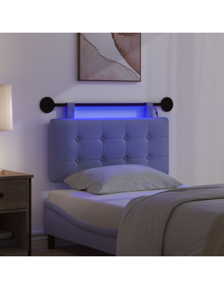 Testiera sospesa Con luce LED Blu jeans Tessuto