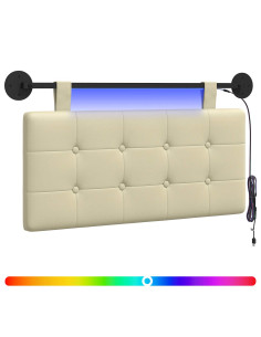 Testiera sospesa Con luce LED Crema Similpelle 2