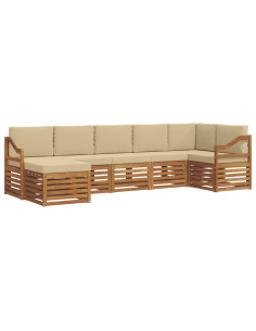 Set divani 7 pcs Naturale e Beige Legno di Acacia Massello 2