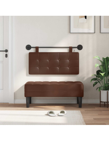 Testiera sospesa Con luce LED Marrone Similpelle