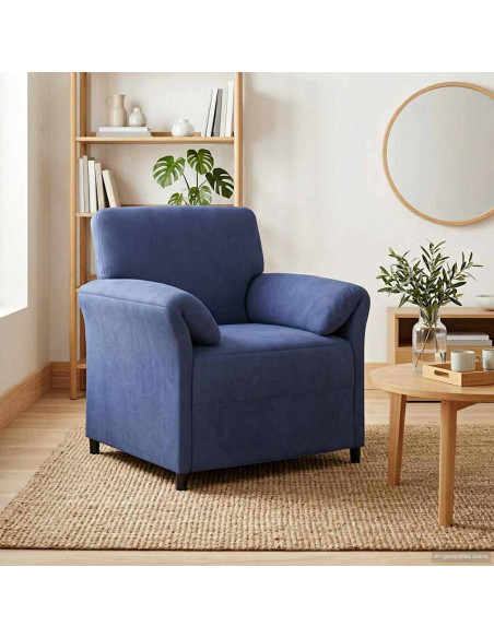 Divano 1 posto Blu Polizia 88 x 83 x 95 cm Velluto