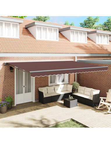 Tenda Retrattile Marrone 500 × 300 cm Poliestere e Metallo
