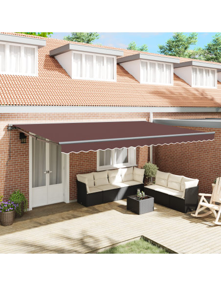 Tenda Retrattile Marrone 500 × 300 cm Poliestere e Metallo