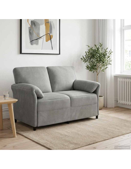 Divano a 2 Posti Grigio Chiaro 138 x 83 x 95 cm Velluto