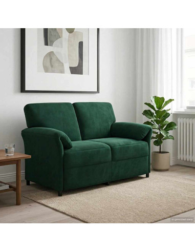 Divano a 2 Posti Verde Scuro 138 x 83 x 95 cm Velluto