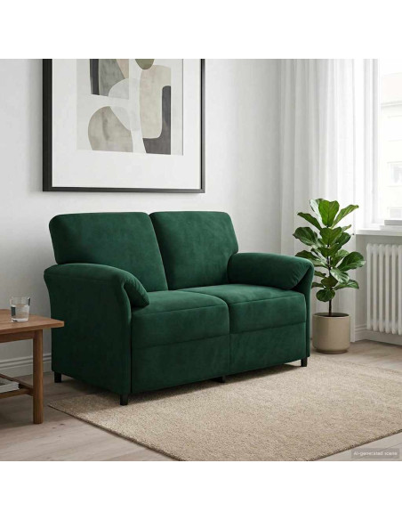 Divano a 2 Posti Verde Scuro 138 x 83 x 95 cm Velluto