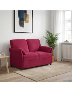 Divano a 2 Posti Rosso Vino 138 x 83 x 95 cm Velluto