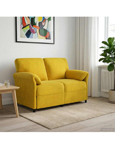 Divano a 2 Posti Giallo 138 x 83 x 95 cm Velluto