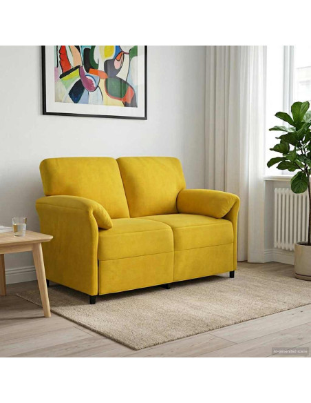 Divano a 2 Posti Giallo 138 x 83 x 95 cm Velluto