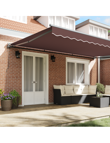 Tenda Retrattile Marrone 500 × 300 cm Poliestere e Metallo