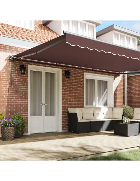 Tenda Retrattile Marrone 500 × 300 cm Poliestere e Metallo