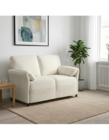 Divano a 2 Posti Crema 138 x 83 x 95 cm Velluto