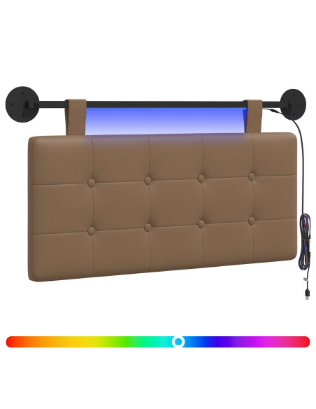 Testiera sospesa Con luce LED Cappuccino Similpelle