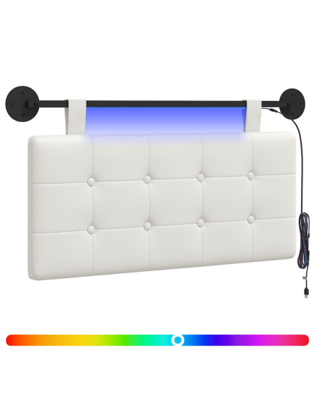 Testiera sospesa Con luce LED Bianco Similpelle
