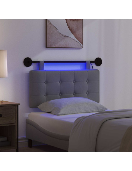 Testiera sospesa Con luce LED Grigio Scuro Tessuto