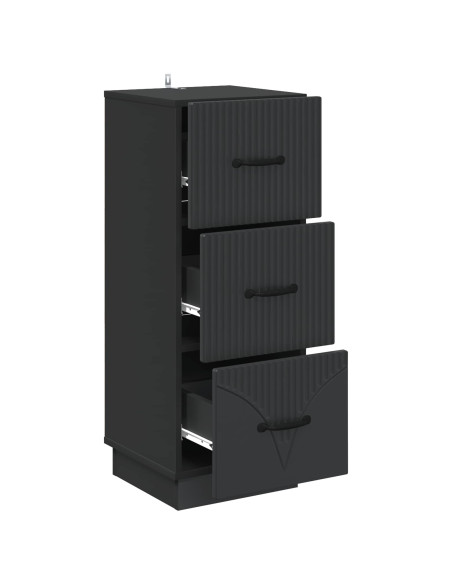 Mobile con Cassetti Nero 33 x 34,5 x 87 cm Legno ingegnerizzato