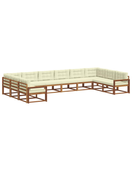 Set di divani da esterno con cuscino 10 pcs Naturale e Crema