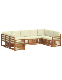 Set divani 9 pcs Naturale e Crema Legno di Acacia Massello 2