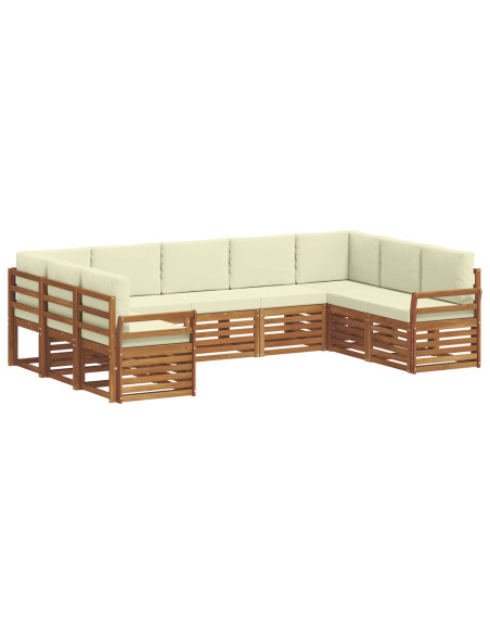 Set divani 9 pcs Naturale e Crema Legno di Acacia Massello