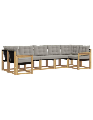 Set di divani da esterno 7 pcs Bianco e Grigio Chiaro