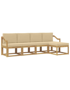 Set di divani da esterno con cuscino 5 pcs Bianco e Beige 2