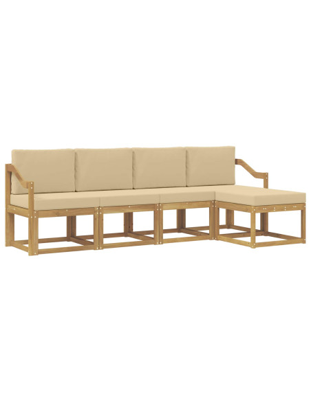 Set di divani da esterno con cuscino 5 pcs Bianco e Beige