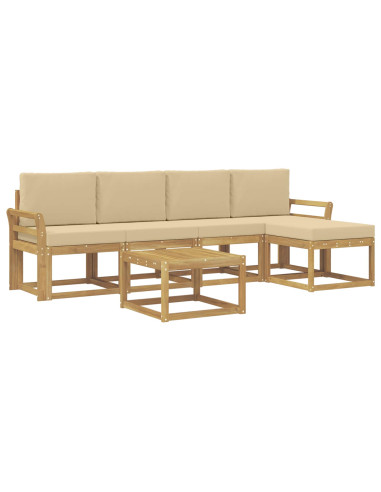 Set di divani da esterno con cuscino 6 pcs Bianco e Beige
