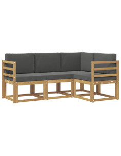 Set di divani da esterno con cuscino 4 pcs Bianco e Antracite 2