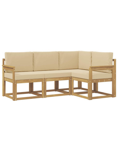 Set di divani da esterno con cuscino 4 pcs Bianco e Beige