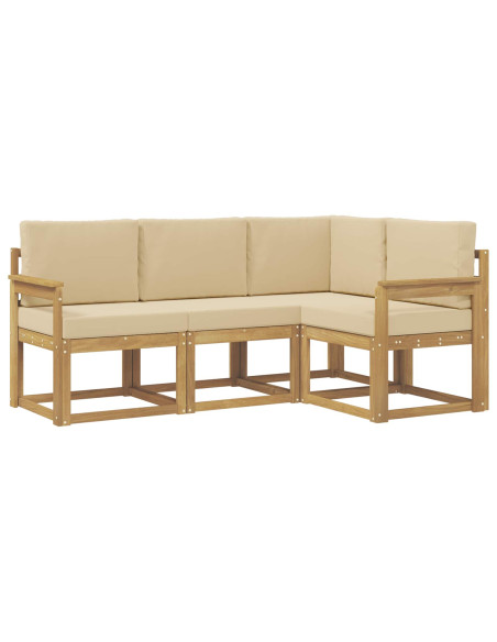 Set di divani da esterno con cuscino 4 pcs Bianco e Beige