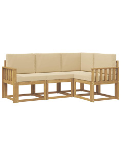 Set di divani da esterno con cuscino 4 pcs Bianco e Beige 2