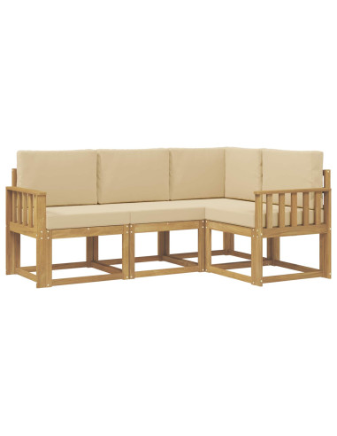 Set di divani da esterno con cuscino 4 pcs Bianco e Beige