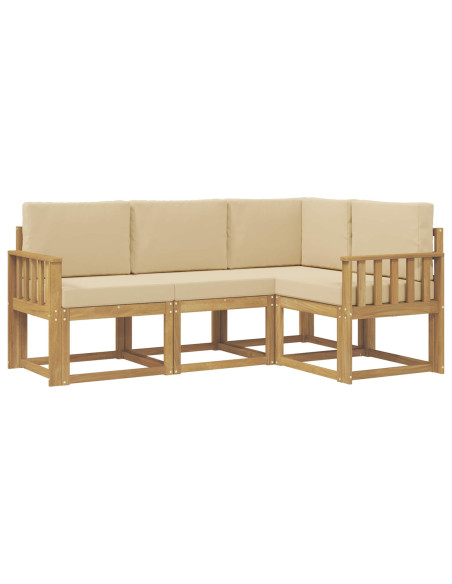 Set di divani da esterno con cuscino 4 pcs Bianco e Beige
