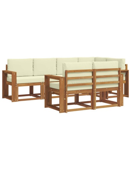 Set di divani con cuscino 7 pcs Naturale e Crema