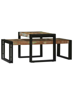 Tavolino da salotto 2 pcs Multicolore Legno Recuperato Massello