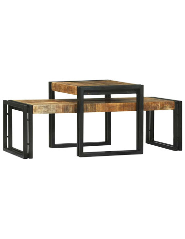 Tavolino da salotto 2 pcs Marrone Legno di mango massello