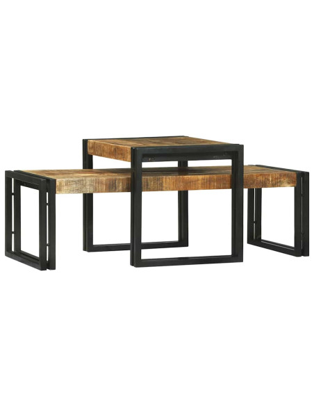 Tavolino da salotto 2 pcs Marrone Legno di mango massello
