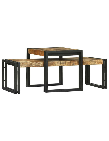 Tavolino da salotto 2 pcs Marrone Legno di mango massello