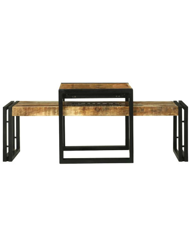 Tavolino da salotto 2 pcs Marrone Legno di mango massello