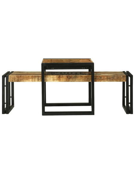 Tavolino da salotto 2 pcs Marrone Legno di mango massello