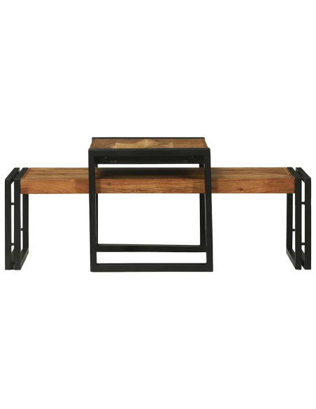 Tavolino da salotto 2 pcs Marrone Legno di Acacia Massello