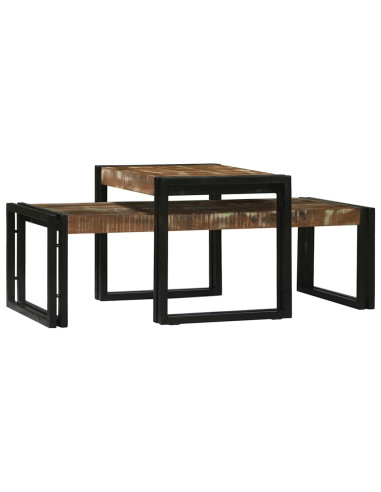 Tavolino da salotto 2 pcs Multicolore Legno Recuperato Massello