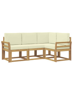 Set di divani da esterno con cuscino 4 pcs Bianco e Crema 2