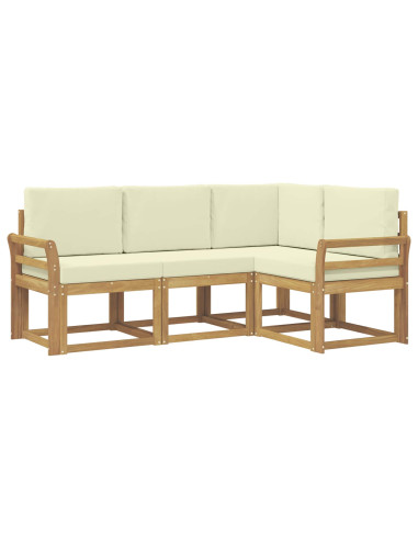 Set di divani da esterno con cuscino 4 pcs Bianco e Crema