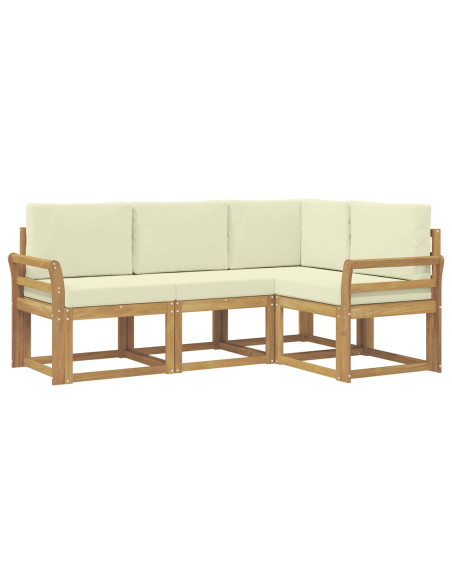 Set di divani da esterno con cuscino 4 pcs Bianco e Crema