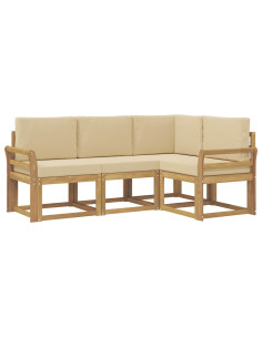 Set di divani da esterno con cuscino 4 pcs Bianco e Beige 2