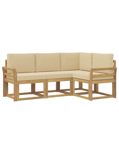 Set di divani da esterno con cuscino 4 pcs Bianco e Beige
