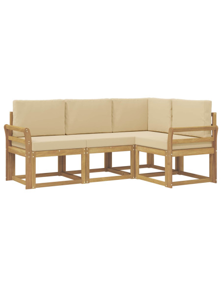 Set di divani da esterno con cuscino 4 pcs Bianco e Beige