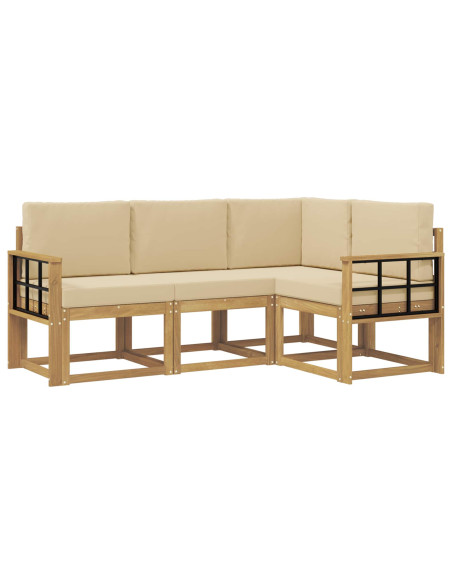 Set di divani da esterno con cuscino 4 pcs Bianco e Beige